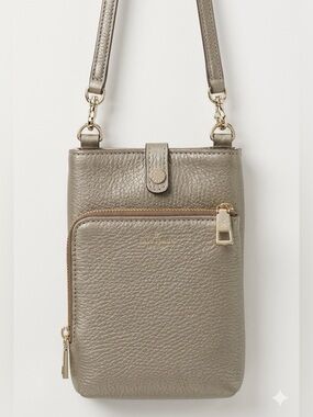 Pelle Borsa Crossbody Bag Purse Phone Holder Gold Leather Pouch Slim Adjustable